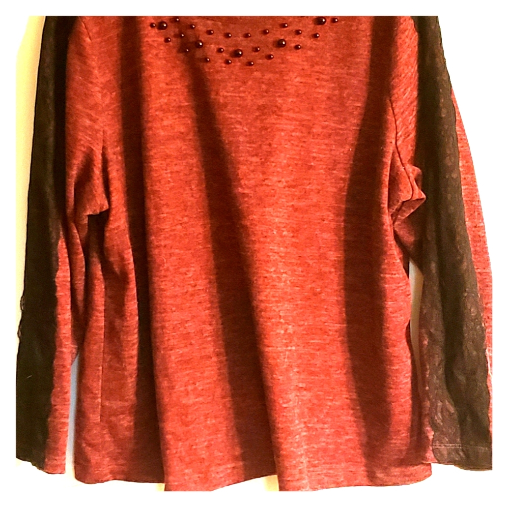 Maroon with black lace sweater